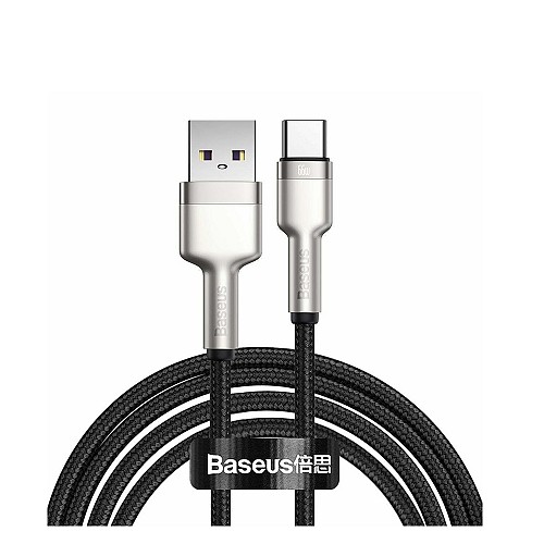 Baseus Cafule Braided USB 2.0 Cable USB-C male - USB-A male Μαύρο 2m (CAKF000201) (BASCAKF000201)
